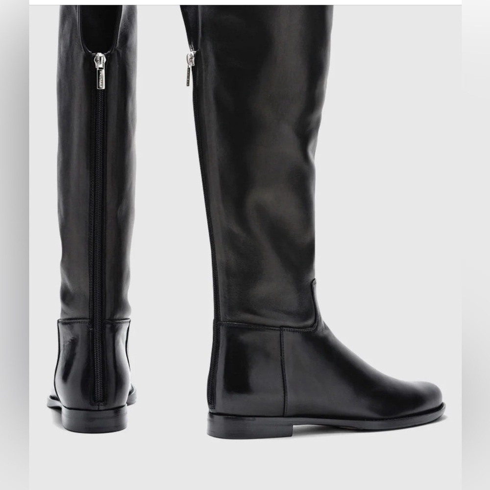 $1,250 Unutzer Stiefel Nappa Stretch Leather Knee High Zippered Riding Boots 7.5